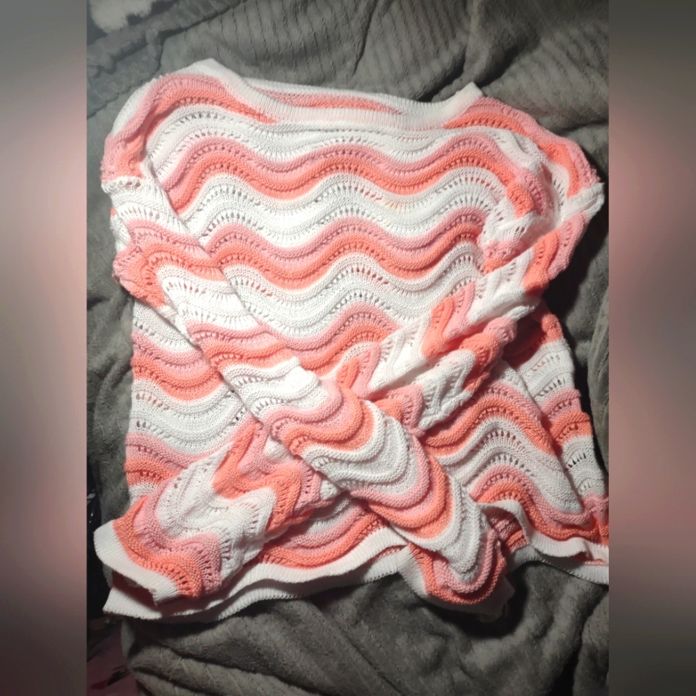 Pink and white unique sweater